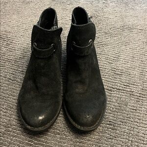 Born Black suede Ankle Boots with buckle detail.